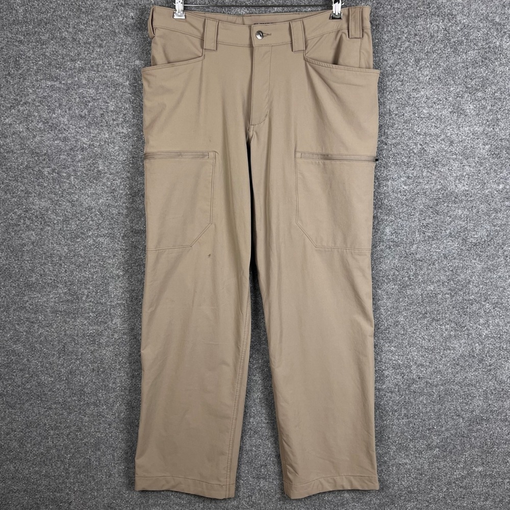 Duluth Trading Co Dry on the Fly Pants Mens 34x32 Tan Good Cargo Hiking Work